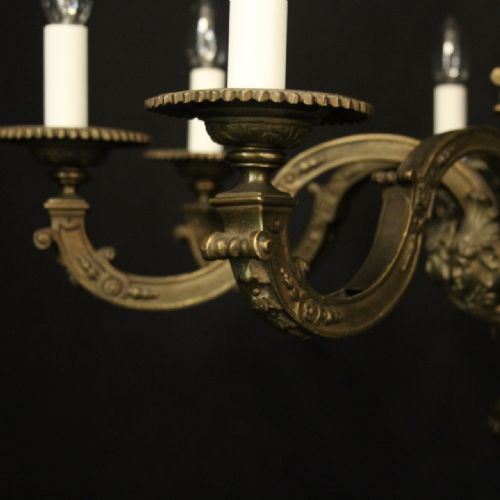FRENCH GILDED BRONZE 8 LIGHT ANTIQUE CHANDELIER - ADDITIONAL PHOTO 8