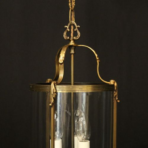 FRENCH GILDED TRIPLE LIGHT CONVEX HALL LANTERN - ADDITIONAL PHOTO 2