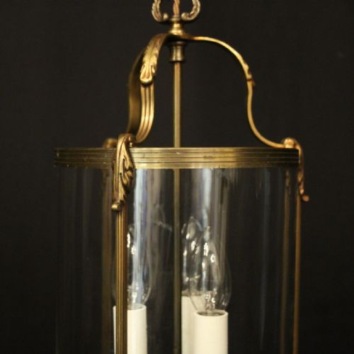 FRENCH GILDED TRIPLE LIGHT CONVEX HALL LANTERN - ADDITIONAL PHOTO 4