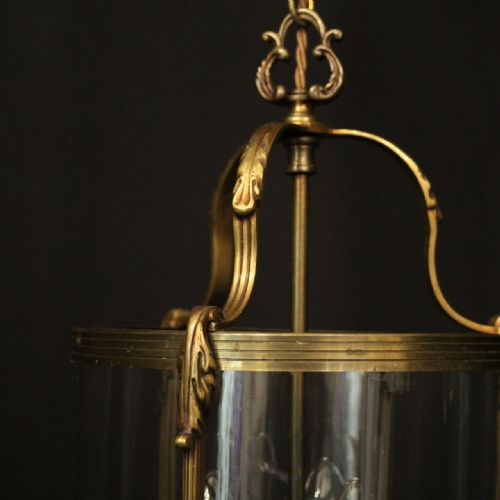 FRENCH GILDED TRIPLE LIGHT CONVEX HALL LANTERN - ADDITIONAL PHOTO 5