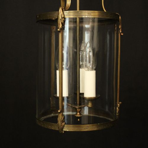 FRENCH GILDED TRIPLE LIGHT CONVEX HALL LANTERN - ADDITIONAL PHOTO 6