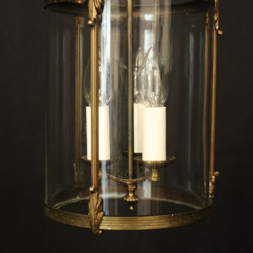 FRENCH GILDED TRIPLE LIGHT CONVEX HALL LANTERN - ADDITIONAL PHOTO 7