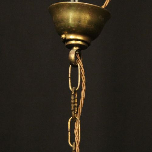 FRENCH GILDED TRIPLE LIGHT CONVEX HALL LANTERN - ADDITIONAL PHOTO 9