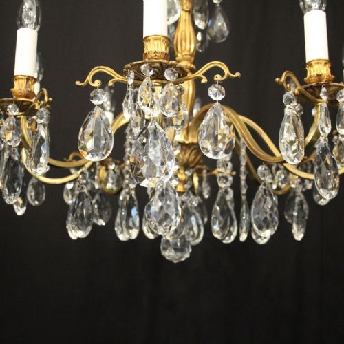 FRENCH 8 LIGHT GILDED BRASS ANTIQUE CHANDELIER - ADDITIONAL PHOTO 1
