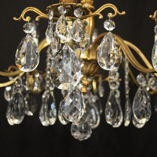 FRENCH 8 LIGHT GILDED BRASS ANTIQUE CHANDELIER - ADDITIONAL PHOTO 2