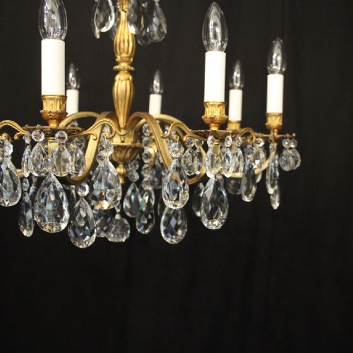 FRENCH 8 LIGHT GILDED BRASS ANTIQUE CHANDELIER - ADDITIONAL PHOTO 3