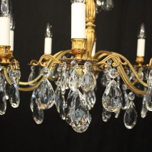 FRENCH 8 LIGHT GILDED BRASS ANTIQUE CHANDELIER - ADDITIONAL PHOTO 4