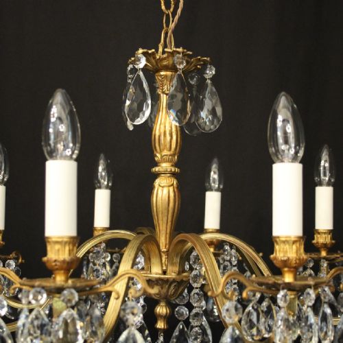 FRENCH 8 LIGHT GILDED BRASS ANTIQUE CHANDELIER - ADDITIONAL PHOTO 7