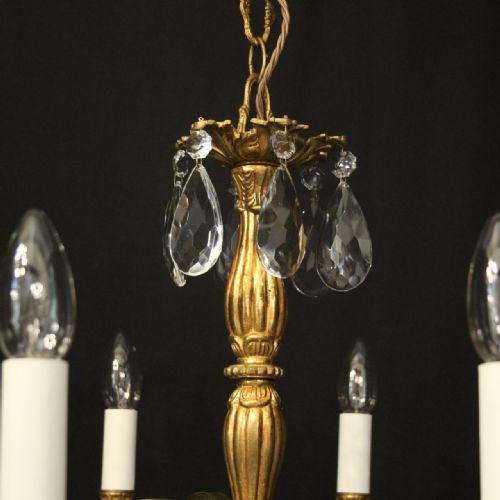 FRENCH 8 LIGHT GILDED BRASS ANTIQUE CHANDELIER - ADDITIONAL PHOTO 8