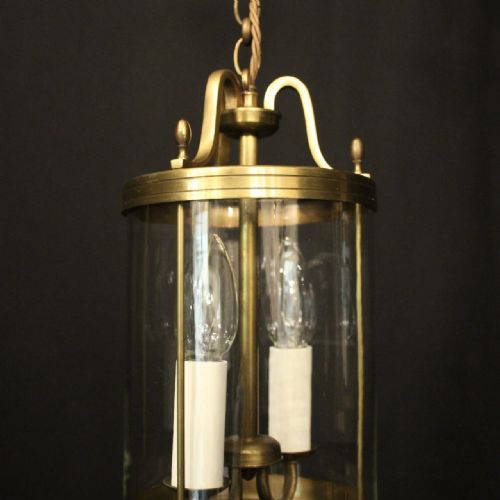 FRENCH PAIR OF GILDED BRASS TWIN LIGHT LANTERNS - ADDITIONAL PHOTO 2