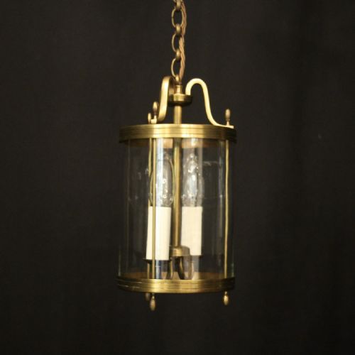 FRENCH PAIR OF GILDED BRASS TWIN LIGHT LANTERNS - ADDITIONAL PHOTO 3