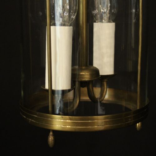 FRENCH PAIR OF GILDED BRASS TWIN LIGHT LANTERNS - ADDITIONAL PHOTO 8