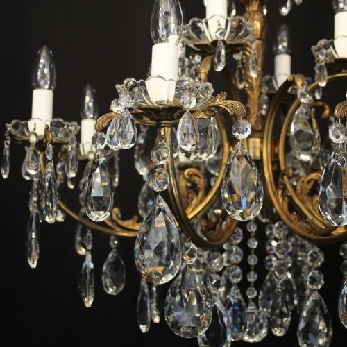 FRENCH 12 LIGHT GILDED BRONZE CRYSTAL ANTIQUE CHANDELIER - ADDITIONAL PHOTO 3