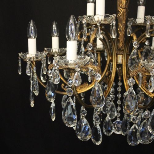 FRENCH 12 LIGHT GILDED BRONZE CRYSTAL ANTIQUE CHANDELIER - ADDITIONAL PHOTO 4