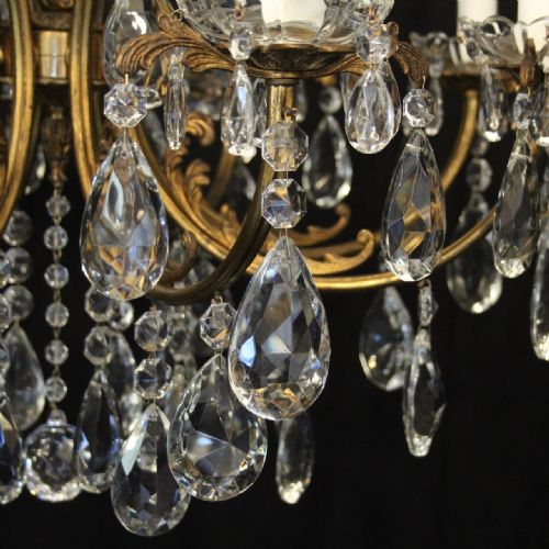 FRENCH 12 LIGHT GILDED BRONZE CRYSTAL ANTIQUE CHANDELIER - ADDITIONAL PHOTO 5