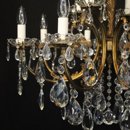 FRENCH 12 LIGHT GILDED BRONZE CRYSTAL ANTIQUE CHANDELIER - ADDITIONAL PHOTO 6