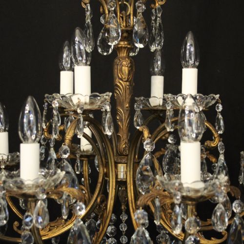 FRENCH 12 LIGHT GILDED BRONZE CRYSTAL ANTIQUE CHANDELIER - ADDITIONAL PHOTO 7