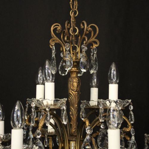 FRENCH 12 LIGHT GILDED BRONZE CRYSTAL ANTIQUE CHANDELIER - ADDITIONAL PHOTO 8