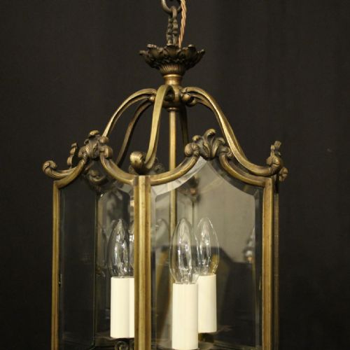 FRENCH GILDED BRONZE TRIPLE LIGHT HALL LANTERN - ADDITIONAL PHOTO 1