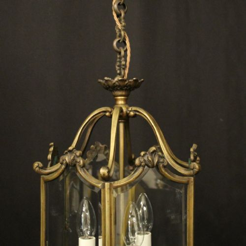 FRENCH GILDED BRONZE TRIPLE LIGHT HALL LANTERN - ADDITIONAL PHOTO 2
