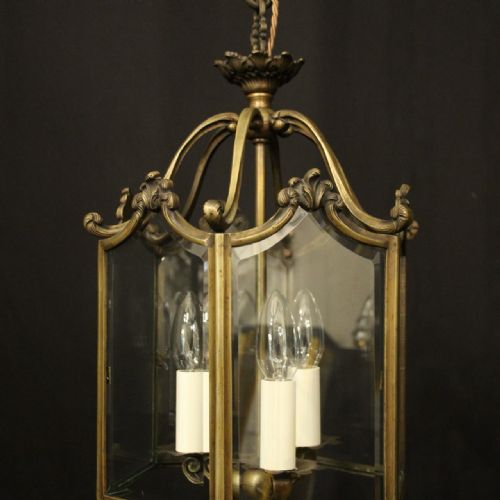 FRENCH GILDED BRONZE TRIPLE LIGHT HALL LANTERN - ADDITIONAL PHOTO 4