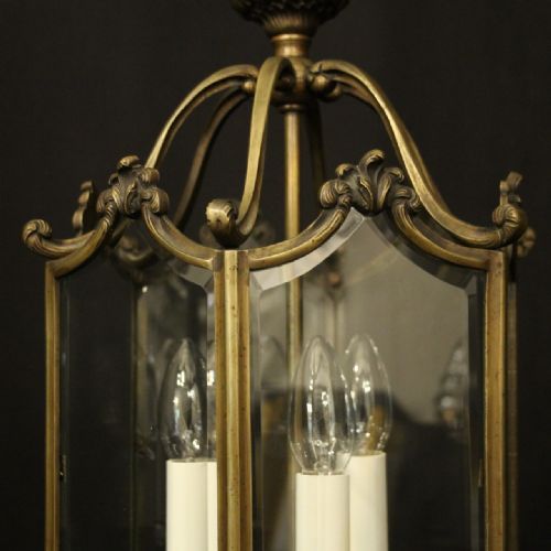 FRENCH GILDED BRONZE TRIPLE LIGHT HALL LANTERN - ADDITIONAL PHOTO 5