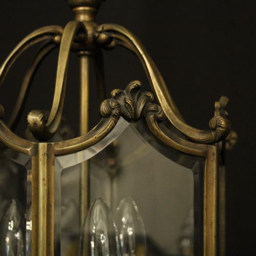 FRENCH GILDED BRONZE TRIPLE LIGHT HALL LANTERN - ADDITIONAL PHOTO 6