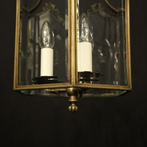 FRENCH GILDED BRONZE TRIPLE LIGHT HALL LANTERN - ADDITIONAL PHOTO 8