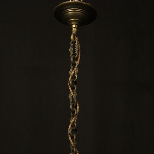 FRENCH GILDED BRONZE TRIPLE LIGHT HALL LANTERN - ADDITIONAL PHOTO 9