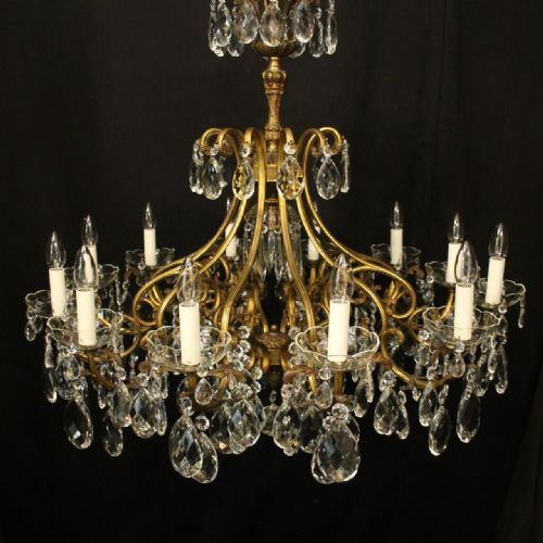 FRENCH GILDED BRONZE CRYSTAL 13 LIGHT BIRDCAGE CHANDELIER - ADDITIONAL PHOTO 1