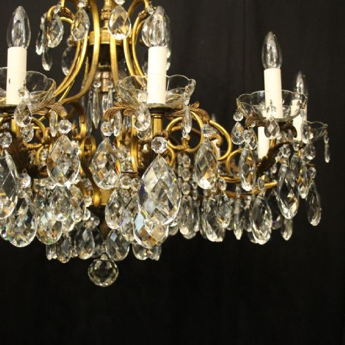 FRENCH GILDED BRONZE CRYSTAL 13 LIGHT BIRDCAGE CHANDELIER - ADDITIONAL PHOTO 2