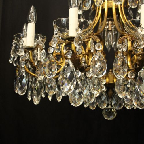 FRENCH GILDED BRONZE CRYSTAL 13 LIGHT BIRDCAGE CHANDELIER - ADDITIONAL PHOTO 4