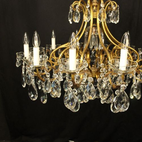 FRENCH GILDED BRONZE CRYSTAL 13 LIGHT BIRDCAGE CHANDELIER - ADDITIONAL PHOTO 5