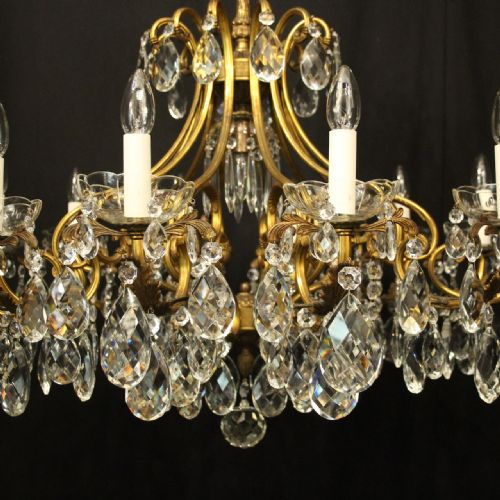 FRENCH GILDED BRONZE CRYSTAL 13 LIGHT BIRDCAGE CHANDELIER - ADDITIONAL PHOTO 6