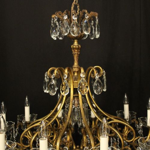 FRENCH GILDED BRONZE CRYSTAL 13 LIGHT BIRDCAGE CHANDELIER - ADDITIONAL PHOTO 7