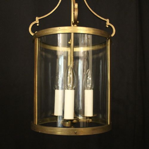 FRENCH GILDED CONVEX HALL ANTIQUE LANTERN - ADDITIONAL PHOTO 1