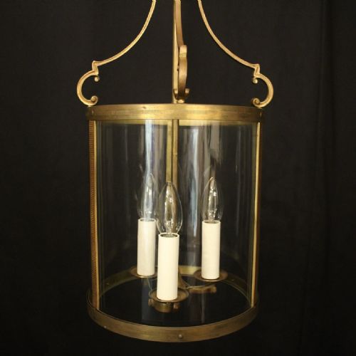 FRENCH GILDED CONVEX HALL ANTIQUE LANTERN - ADDITIONAL PHOTO 2