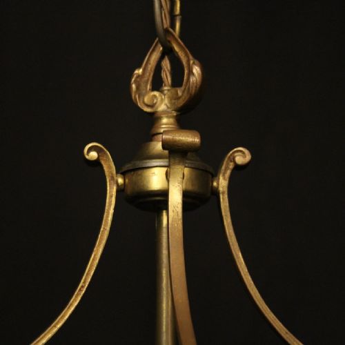 FRENCH GILDED CONVEX HALL ANTIQUE LANTERN - ADDITIONAL PHOTO 3