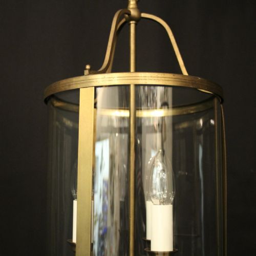 ENGLISH CONVEX GILDED TRIPLE LIGHT HALL LANTERN - ADDITIONAL PHOTO 3