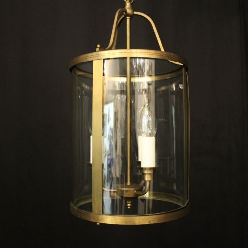 ENGLISH CONVEX GILDED TRIPLE LIGHT HALL LANTERN - ADDITIONAL PHOTO 4