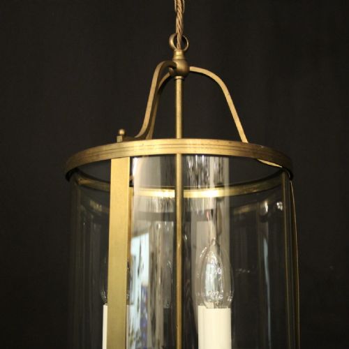 ENGLISH CONVEX GILDED TRIPLE LIGHT HALL LANTERN - ADDITIONAL PHOTO 6