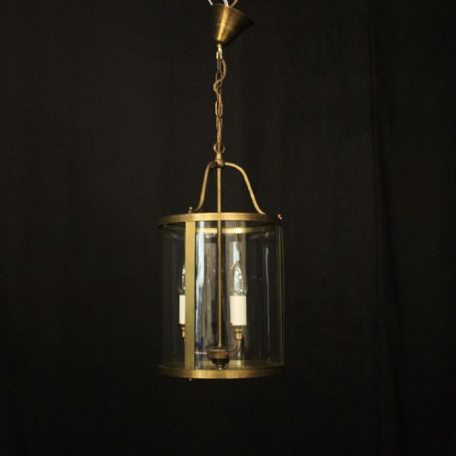 ENGLISH CONVEX GILDED TRIPLE LIGHT HALL LANTERN - ADDITIONAL PHOTO 8