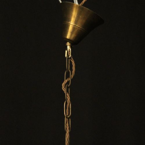 ENGLISH CONVEX GILDED TRIPLE LIGHT HALL LANTERN - ADDITIONAL PHOTO 9
