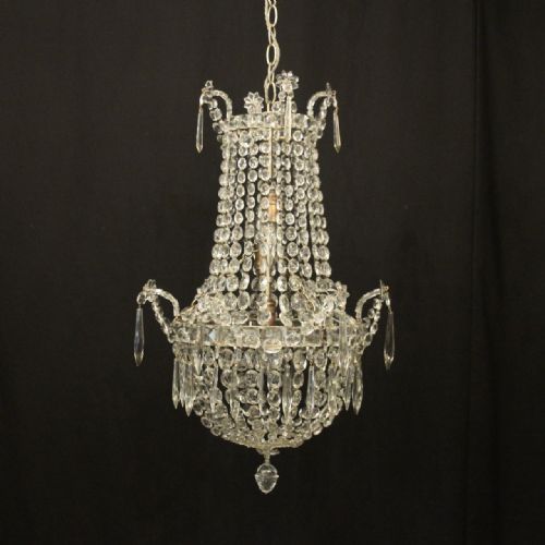 french tent waterfall triple light antique chandelier - CATEGORY: ANTIQUE LIGHTING - DATED 1920