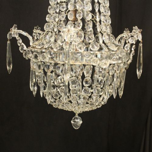 FRENCH TENT WATERFALL TRIPLE LIGHT ANTIQUE CHANDELIER - ADDITIONAL PHOTO 1