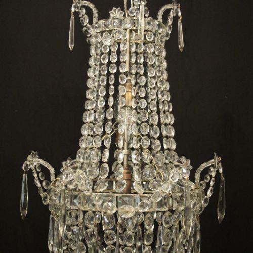 FRENCH TENT WATERFALL TRIPLE LIGHT ANTIQUE CHANDELIER - ADDITIONAL PHOTO 2
