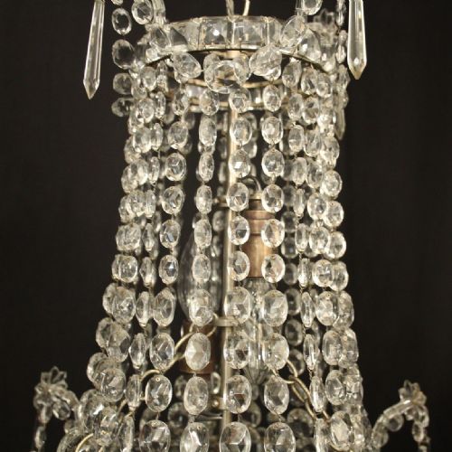 FRENCH TENT WATERFALL TRIPLE LIGHT ANTIQUE CHANDELIER - ADDITIONAL PHOTO 3