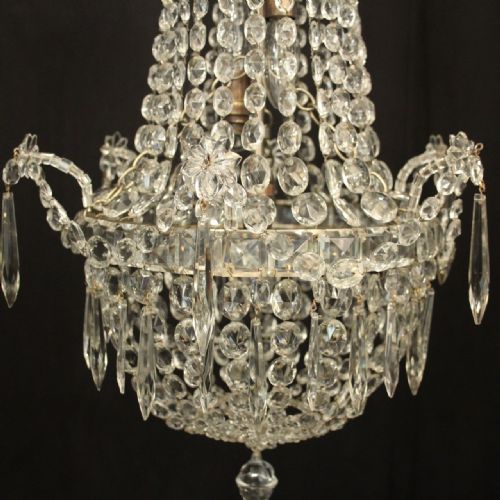 FRENCH TENT WATERFALL TRIPLE LIGHT ANTIQUE CHANDELIER - ADDITIONAL PHOTO 4