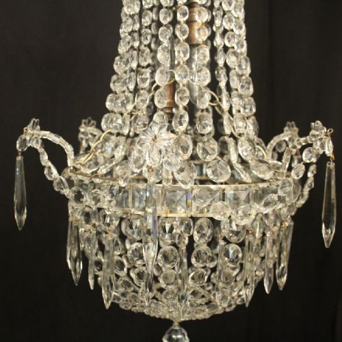 FRENCH TENT WATERFALL TRIPLE LIGHT ANTIQUE CHANDELIER - ADDITIONAL PHOTO 5