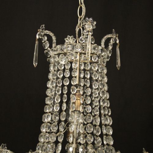 FRENCH TENT WATERFALL TRIPLE LIGHT ANTIQUE CHANDELIER - ADDITIONAL PHOTO 6